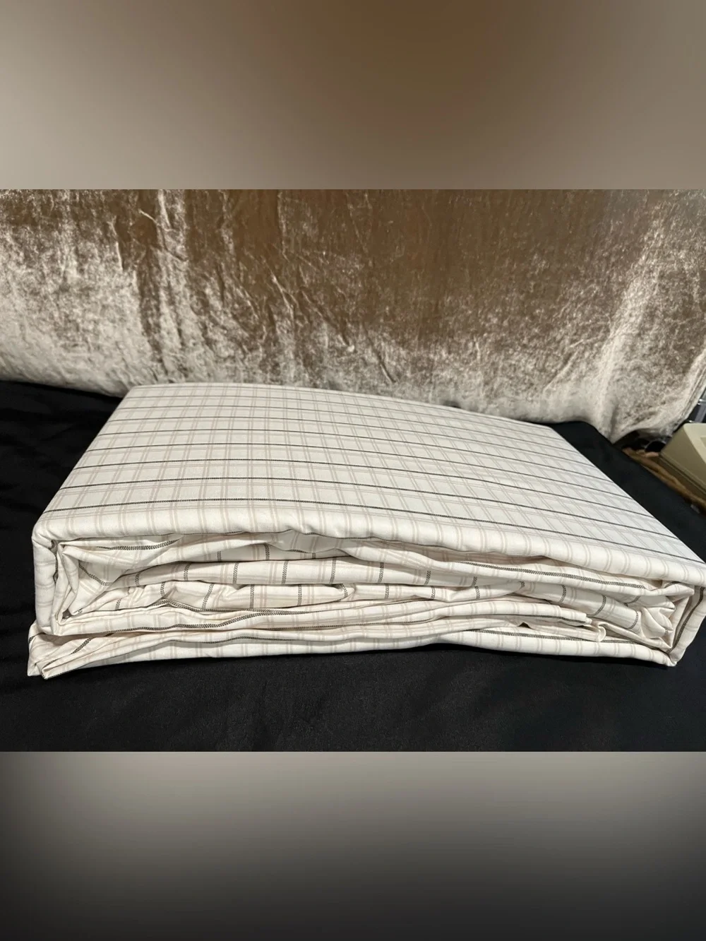NEW CALVIN KLEIN King sheet set Luxury Plaid Cotton Sheet Set*4pc